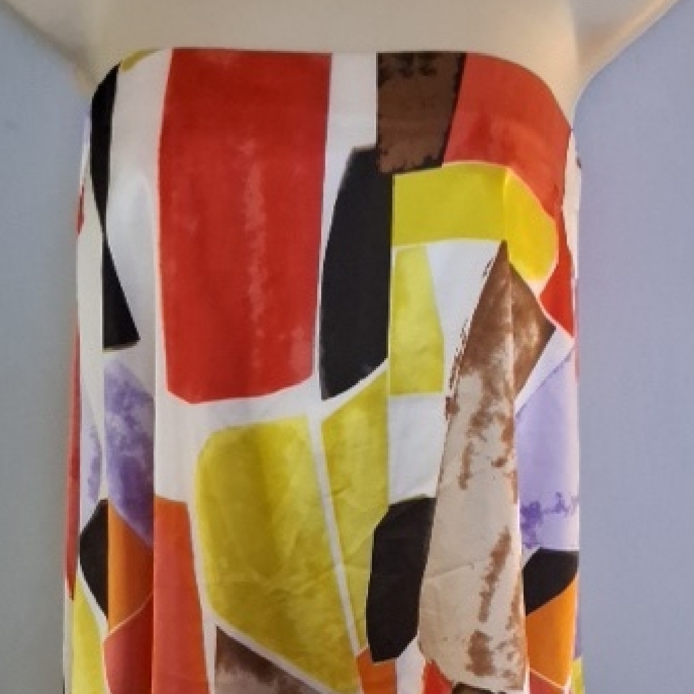 New York & Company Colorful Abstract Strapless Hi-Low Top